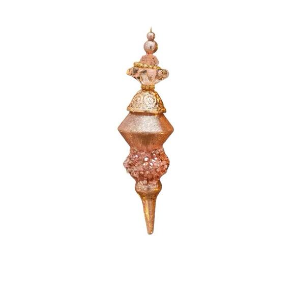 Elegant Tiered Christmas Tree Ornament Set-Gold Pink Beaded Vintage Inspired - Picture 12 of 13